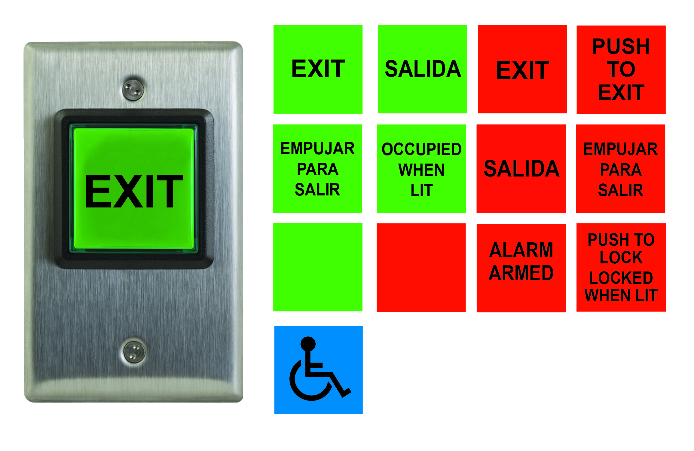 CM-9700U: CM-9700/9710:Interruptor Push/Exit Piezo eléctrico de 2" - Botones Push/Exit